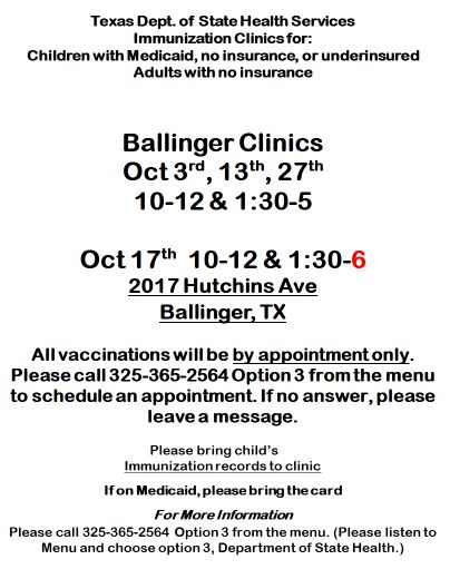 Imm Clinic - Ballinger October 2022